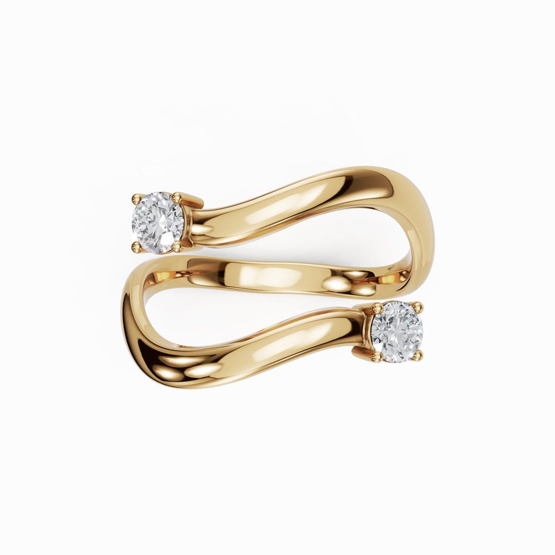 14k Gold Diamond Wrap Ring, Diamond Wedding Ring, Statement Ring ...