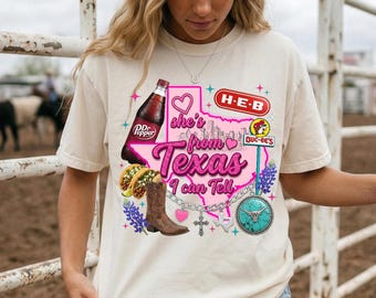 Texas Girl Graphic Tee, Southern Chic Western Cowgirl Shirt, 4th of July Party, Boots, Tacos, Dr Pepp