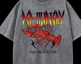 Funny Crayfish Graphic Acid Wash Tee | Rock Parody Pun Shirt | Classical Vintage Style Party Boil
