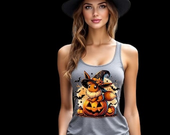 Halloween Poke Art, Womens Tops, Fall Poke Art, Eve Holiday Poke Top, Spooky Anime Poke, Witch Anime