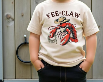Barn Yeeee Claw Kräftskjorta, Rolig Country Western Rodeo Cajun Kräftskjorta, Cowboy Partytröja, Vintage Look, Festoutfit, Southern Chic