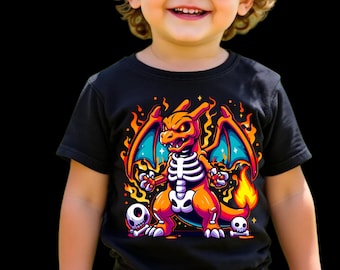 Toddler/Youth Halloween Anime Fire Dragon, Spooky Poke Fire Dragon, Trick or Treat Anime Shirt