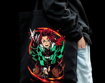 Anime Slayer Canvas Tote bag, Demon Dark Anime Bag