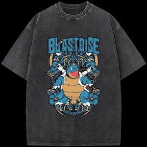 Retro BigMan Water Poke StreetwearTee, Oversized Anime T-Shirt, Oversized Washed Anime T-Shirt, Water Blast Poke Adults
