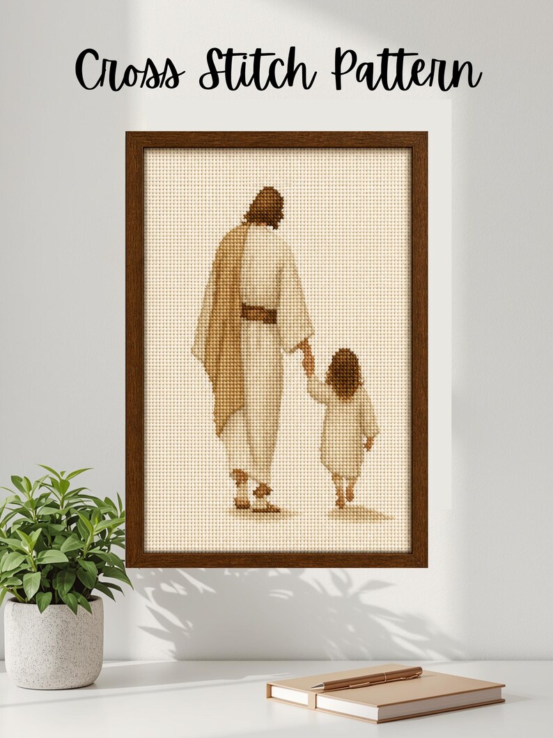 Christ Walking Cross Cross Stitch Pattern | Christian Embroidery ...