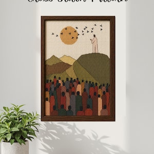 Sermon on the Mount Cross Stitch Pattern | Christian Embroidery | Jesus Christ Pattern | Faith-Based PDF Download