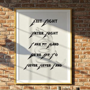 Lyrics Poster| Lyrics Wall Art| Rock Music Print| Metal Rock Wall Art| Vintage Rock Wall Art| Music Poster| Enter Sandman Lyrics| Music Gift