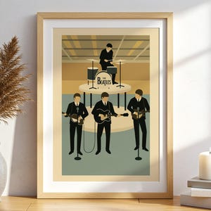 Legendary Liverpool Band Print| Retro 60s Rock Art | Digital Minimalist Poster| Music History Wall Decor| Iconic Music Poster| Music Room