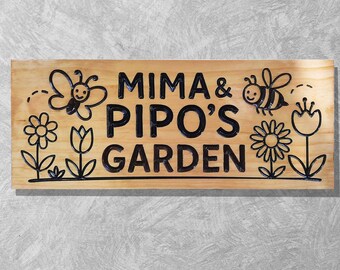 Letrero de jardín de madera tallada personalizado: decoración rústica para parterres