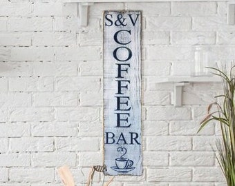 Custom Coffee Bar Sign, Personal Coffee Sign, Carved Distressed Wooden Sign, Rustic Farmhouse Kitchen Decor, Painted Wood Sign, Coffee Sign