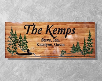 Personalized Lake House Sign – Custom Wood Lake Sign – Family Name Lake House Decor – V-Carved Outdoor Sign – Cabin Sign – Lakefront Gift