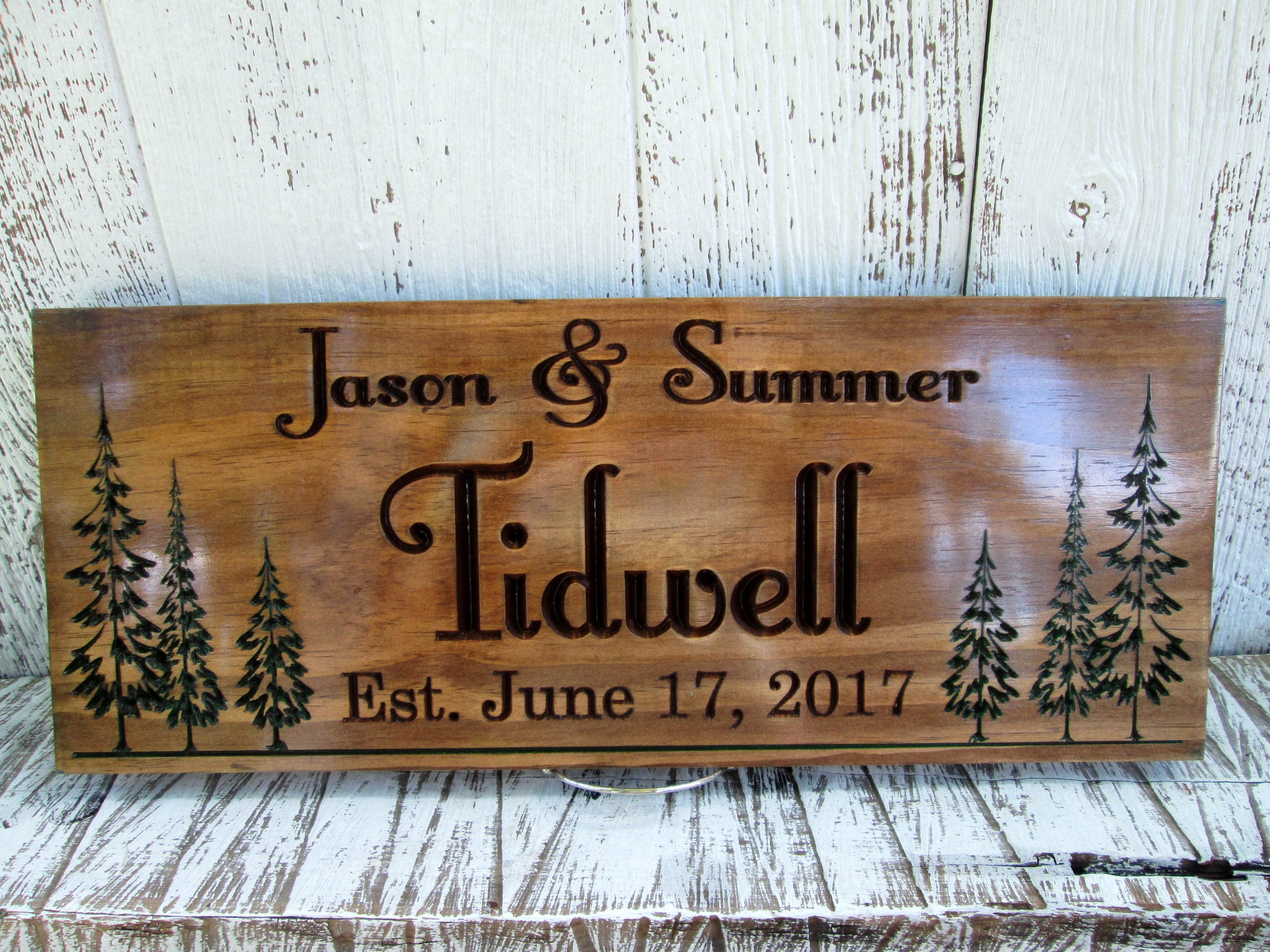 Customized Cabin Sign, Personalized Wooden Home Sign, Carved Family N…