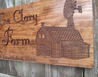 Letrero personalizado para granja: Letrero de bienvenida de madera tallada a mano, decoración rústica para el porche.