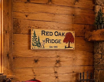 Personalized Cabin Sign, Custom Family Estate Sign, V-Carved Wood Lodge Decor Gift