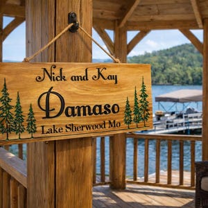 Personalized Wood Sign | V-Carved, Stained, Farmhouse Decor