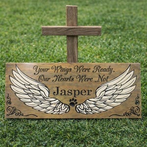 Memorial Angel Wings Sign: Custom Carved Remembrance Plaque