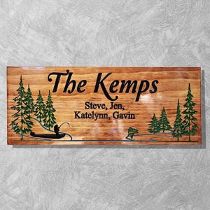 Personalized Family Camping Sign: Engraved Wood, Established Last Name