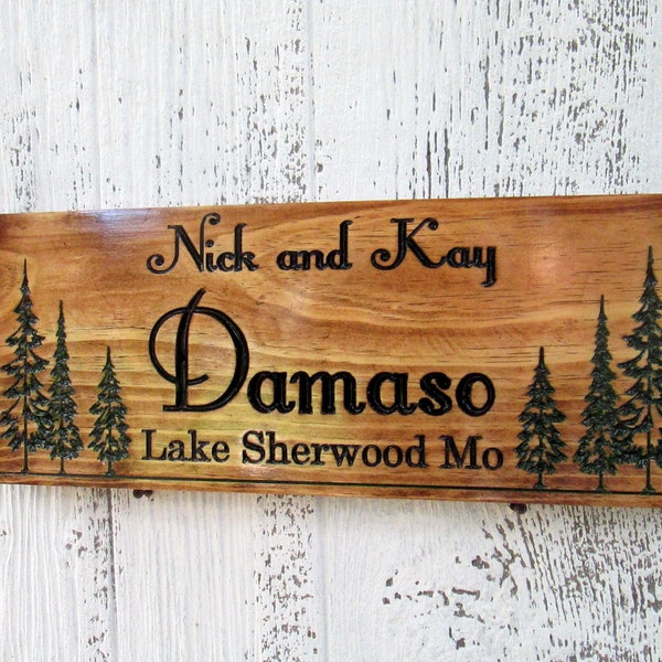 Cabin Signs, Personalized Wood Sign, Family Cottage Sign, Personalized Cabin Sign, Wooden Sign, Carved Signs, Wood Sign, Free Shipping, C108