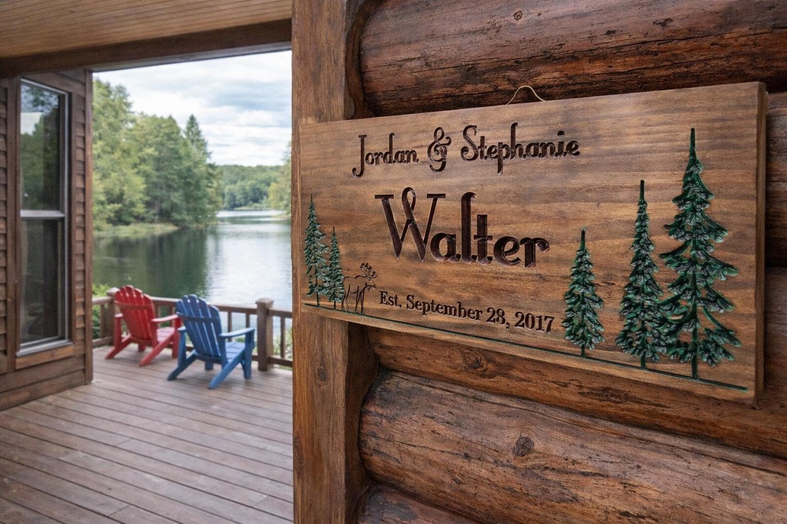 Outdoor Signs, Wooden Carved Cabin Sign, Pine Trees, Custom Wood Sign ...