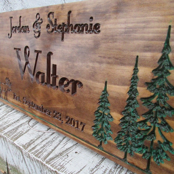 Carved Last name Name Sign | Address Sign For House |  Custom Business Sign | Lake House Sign | Personalized Out Door Wood Signs