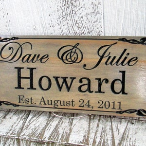 Custom Wood Sign, Family Name Sign, Last Name Sign, Personalized Wedding Gift, Anniversary Gift, Established Sign, Wedding Sign Decor