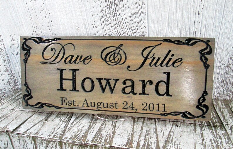 Last Name Established Custom Wood Signs Custom Carved Signs FREE SHIPPING E104 Cabin Signs Personalized Wood Sign Wedding Gift