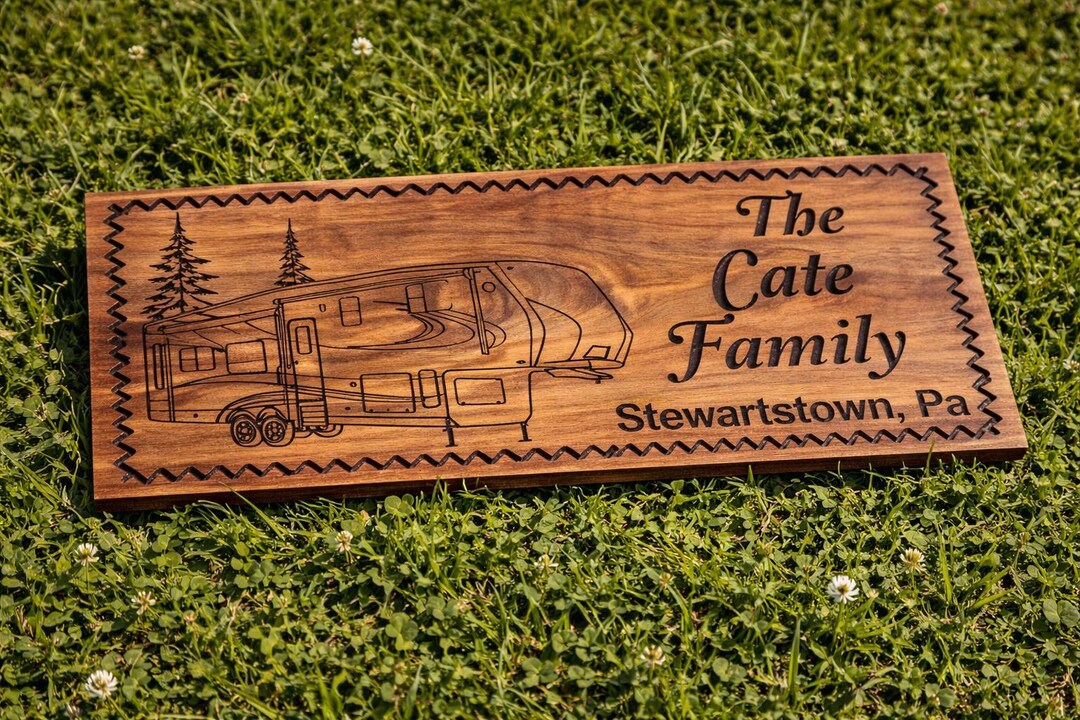 Personalized 5th Wheel Camping Sign | Custom Carved Wood RV Sign ...