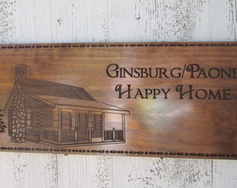 Custom Cabin Signs, Personalized Name Signs for Home, Wooden Cabin Signs, Carved Wooden Signs, Clear coat Optional