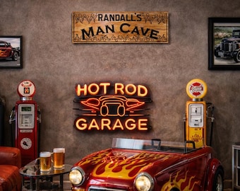Letrero personalizado para cueva de hombre, letrero de madera personalizado para bar, decoración de pared de garaje personalizada, decoración rústica de madera para cueva de hombre, regalo para él, regalo para papá