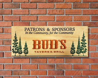 Letrero comercial personalizado / Logotipo de madera tallada personalizado / Letrero tallado en forma de V para oficina, tienda o cabaña