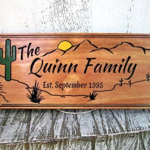 Custom Carved Wooden Family Name Sign: Southwestern Decor