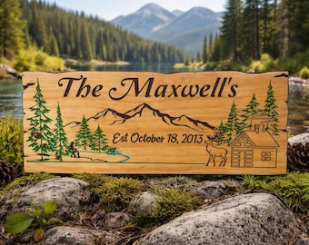 Letrero de pesca de madera tallada personalizado • Placa con nombre de pescador personalizada • Decoración de peces • Letrero de cabaña al aire libre • Regalo de pesca para papá