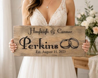 Personalized Wedding Sign, Custom Carved Last Name Plaque, Rustic Newlywed Keepsake, Reception Décor