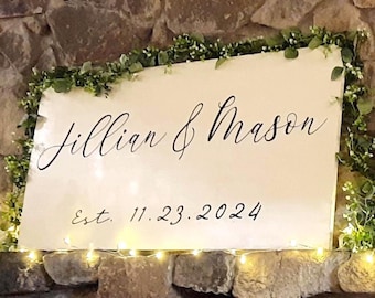 Letrero de boda de madera tallada a medida: elegante decoración pintada a mano