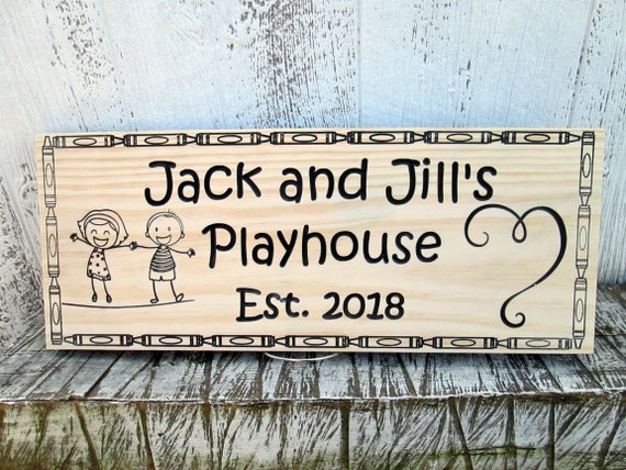 Outdoor Playhouse Sign Child’s Wooden Plaque PERSONALISED Children’s Name Blue 
