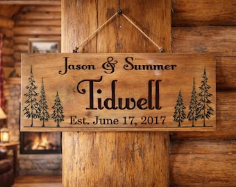 Personalized Wood Camp Sign – Custom Camping Family Sign – Rustic Cabin Wall Décor – RV Campsite Name Sign – Outdoor Wooden Gift