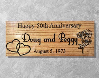 Letrero personalizado de madera tallada para "Establecido" - Regalo de aniversario personalizado