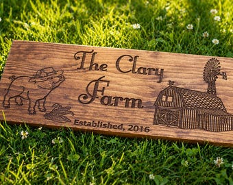 Personalized Farm Sign, Custom Family Name Wood Sign, Rustic Barn Decor, Farmhouse Wall Hanging, Custom Ranch Gift, Established Date Sign