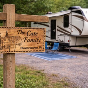 Personalized 5th Wheel Camping Sign | Custom Carved Wood RV Sign ...