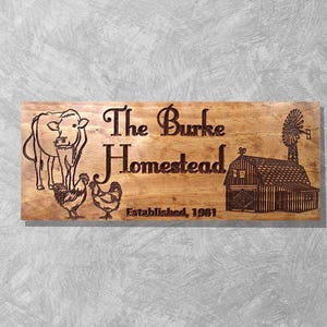 Custom Family Farm Sign: Carved Wood Ranch Plaque