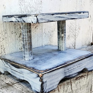 Hand Crafted Distressed Wood Tiered Tray: Farmhouse Kitchen Decor