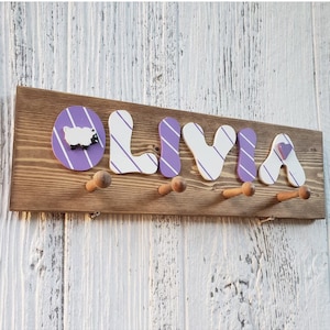 Vintage Styled Name Personalized Rack, Custom Coat Rack, Wooden Peg Rack, Kids Room Decor, Nursery Gift, Many Colors To Choose From