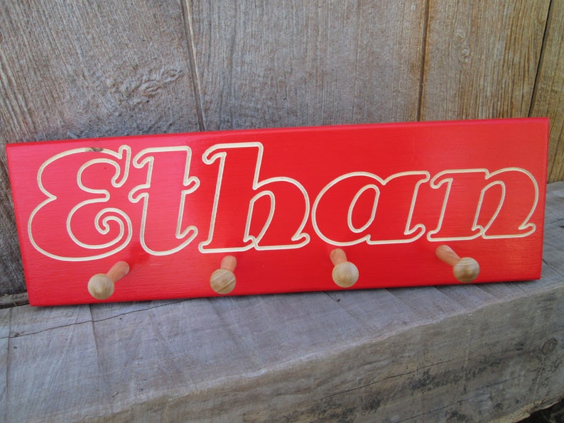 Engraved Name Personalized Rack Custom Coat Rack Wooden Peg Etsy