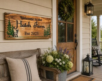 Personalized Farm Sign, Custom Family Farm Wood Sign, Rustic Ranch Entrance Décor