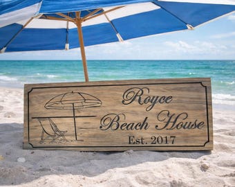 Custom Beach House Sign – Personalized Family Name Wood Sign | Coastal Home Décor | Lake House | Vacation Home Gift