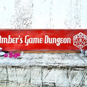 Custom Dungeons and Dragons Sign DnD Dungeon Master Gift D20 Dice Personalized RPG Game Room Carved Distressed Wooden Sign Painted Wood Sign