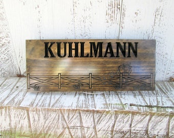 Family Farm Sign with Cows, Custom Ranch Sign, Personalized Name Sign for Home, Wooden Engraved Sign, Carved Wooden Sign< FREE SHIPPING F103