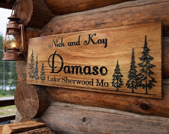 Letrero de madera tallado en V personalizado / Letrero con nombre de familia personalizado / Decoración de pared de granja / Letrero de establecimiento / Regalo de boda rústico