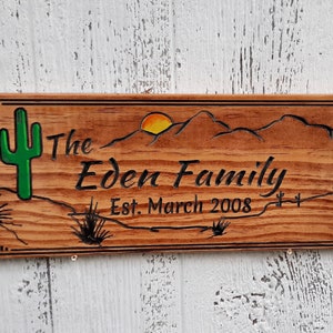 Custom Carved Wooden Family Name Sign: Southwestern Decor - Etsy