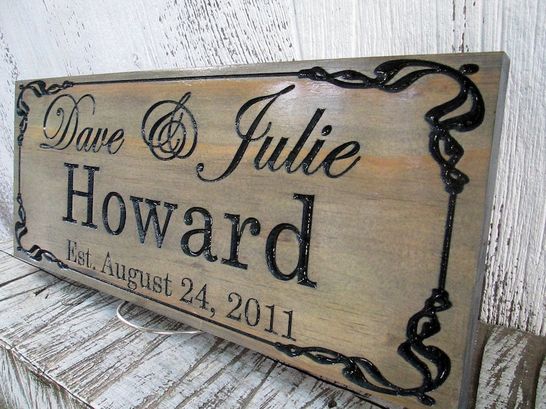 Last Name Established Custom Wood Signs Custom Carved Signs FREE SHIPPING E104 Cabin Signs Personalized Wood Sign Wedding Gift